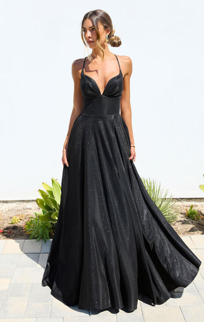 Gwendolyn Gown Shimmer Lace-Up Back A- Evening Dress