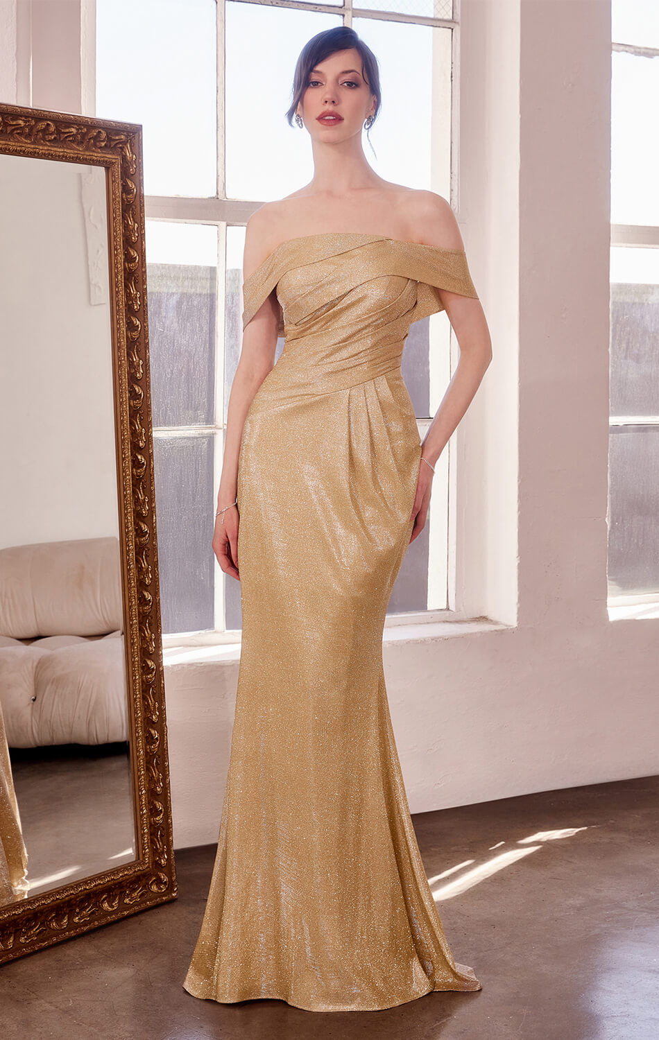 Starlet Gown Off-the-Shoulder Pleated Dress