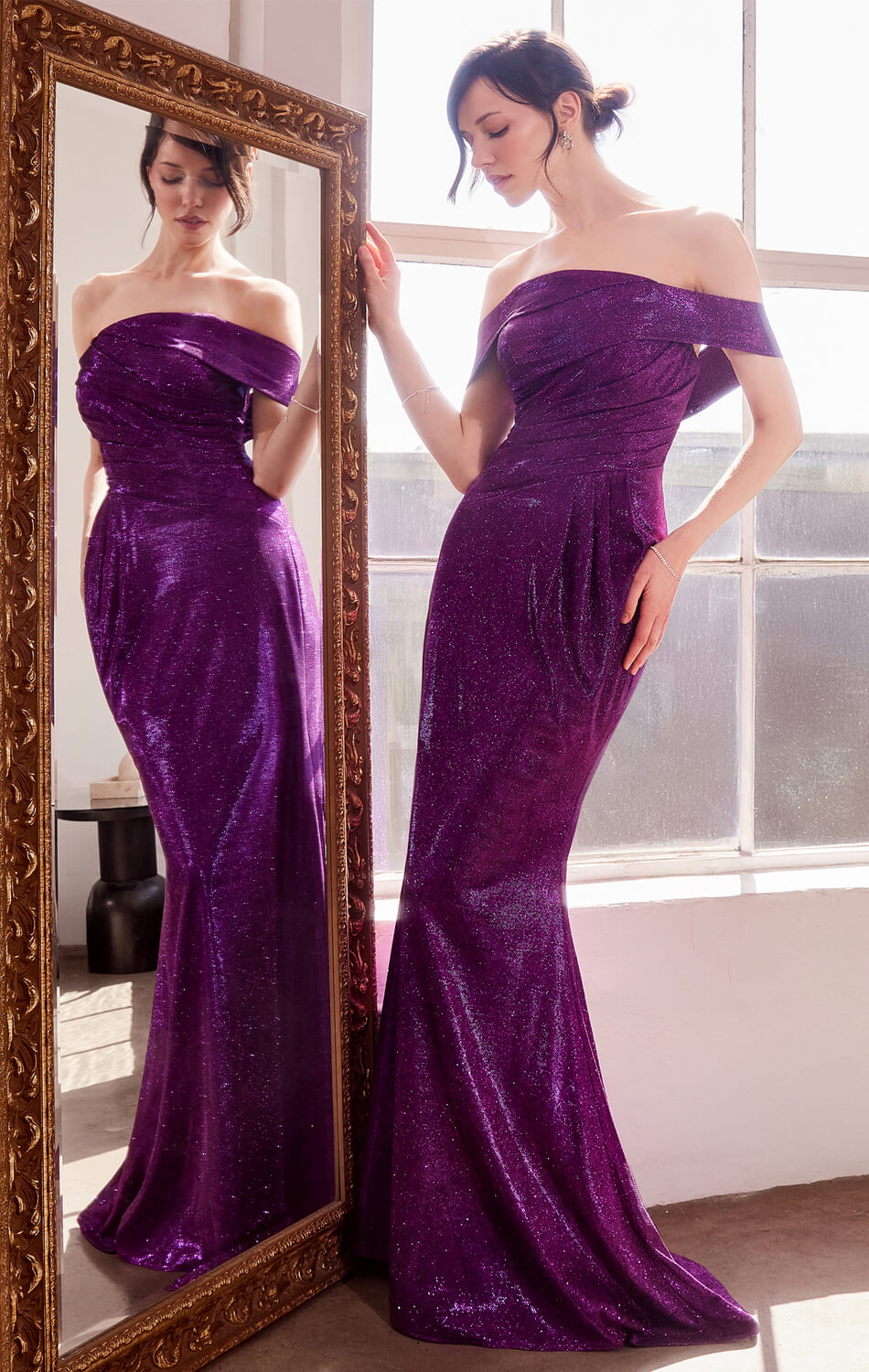 Starlet Gown Off-the-Shoulder Pleated Dress