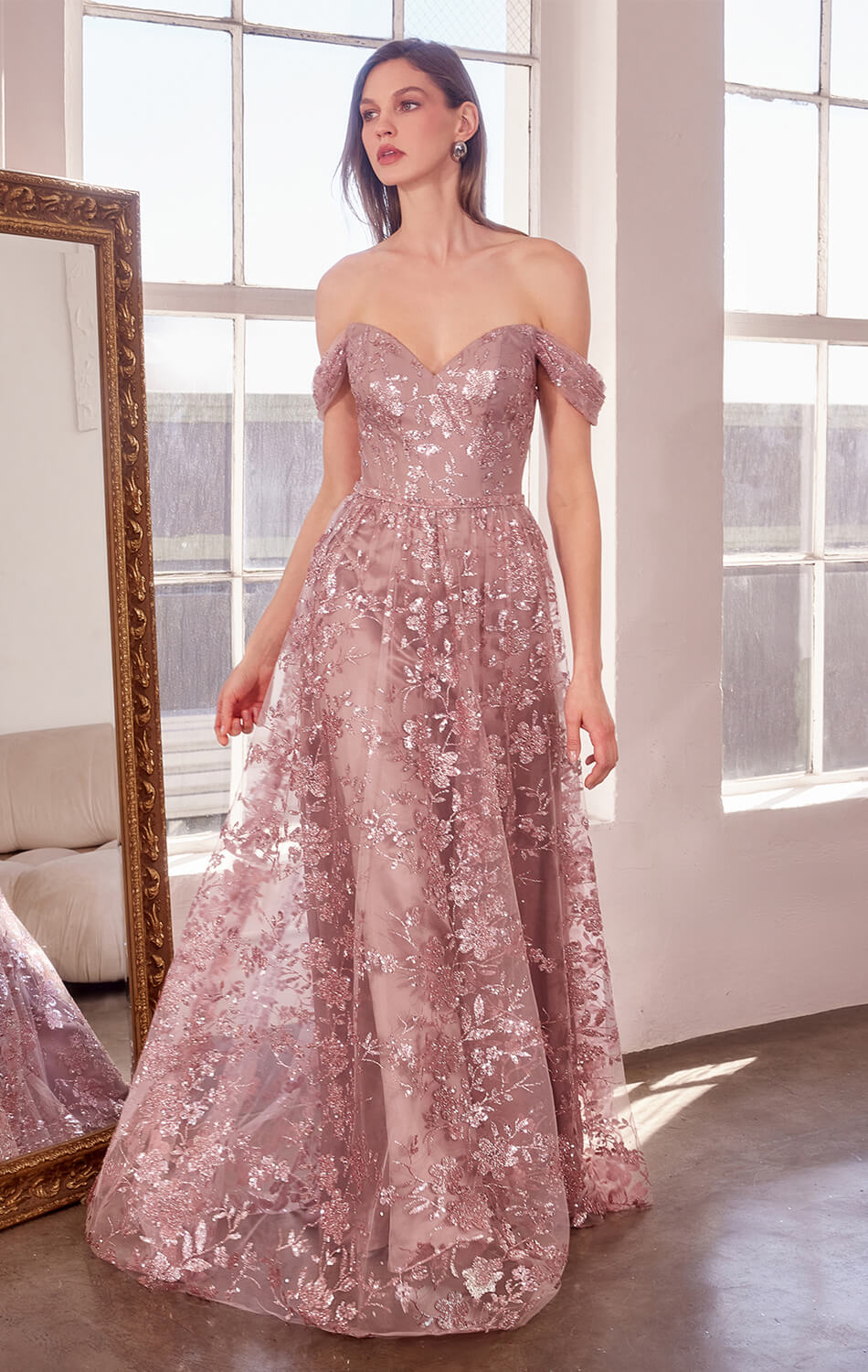 Veronica Gown Glitter Print A- Dress