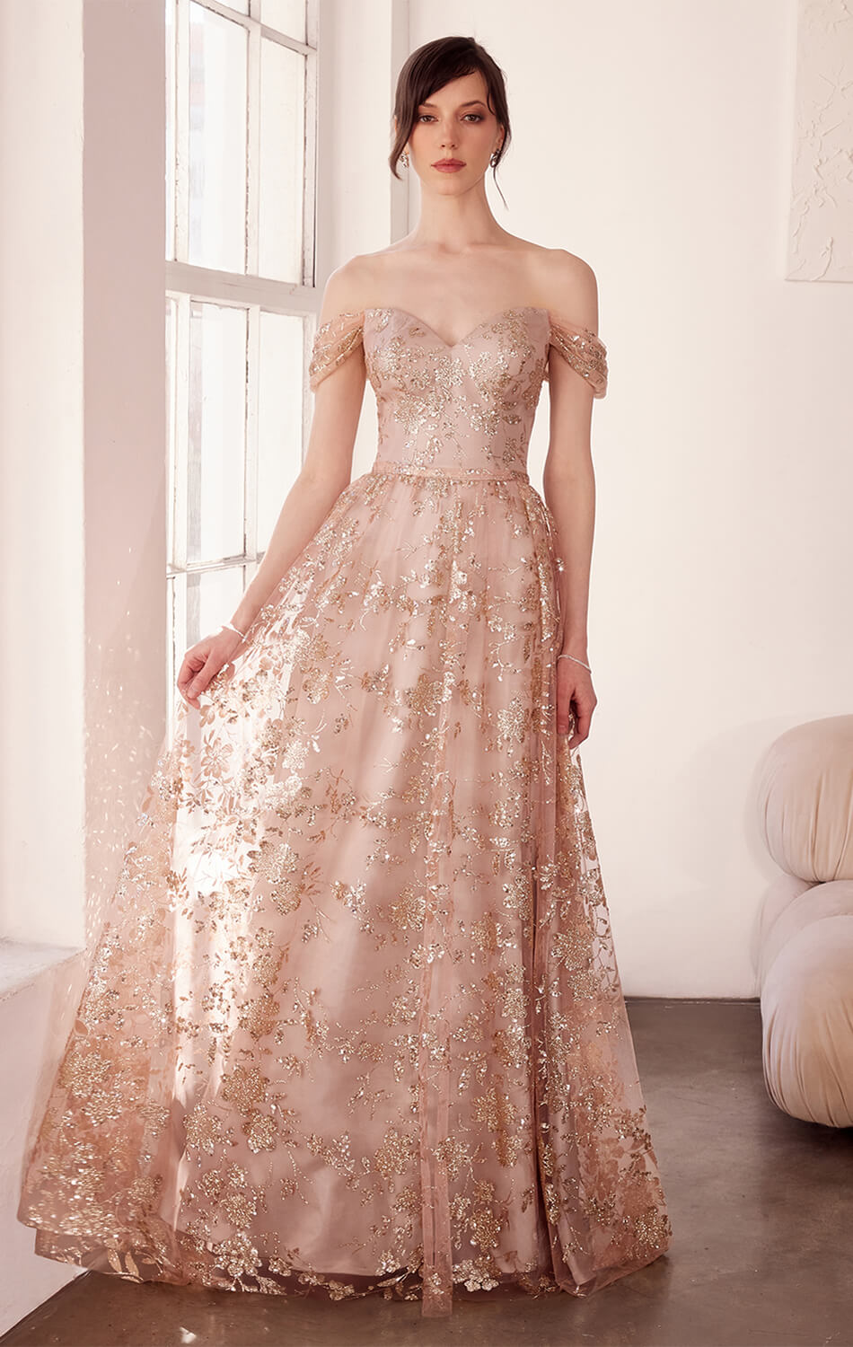 Veronica Gown Glitter Print A- Dress