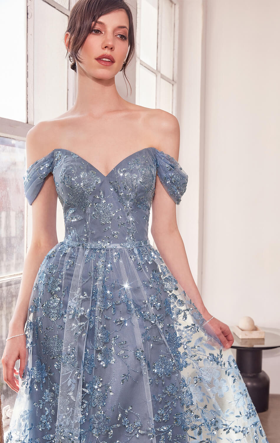 Veronica Gown Glitter Print A- Dress