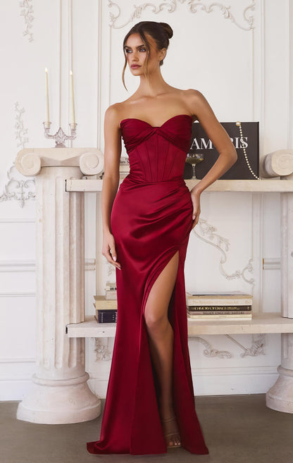 Quincy Gown Strapless Satin Evening Dress