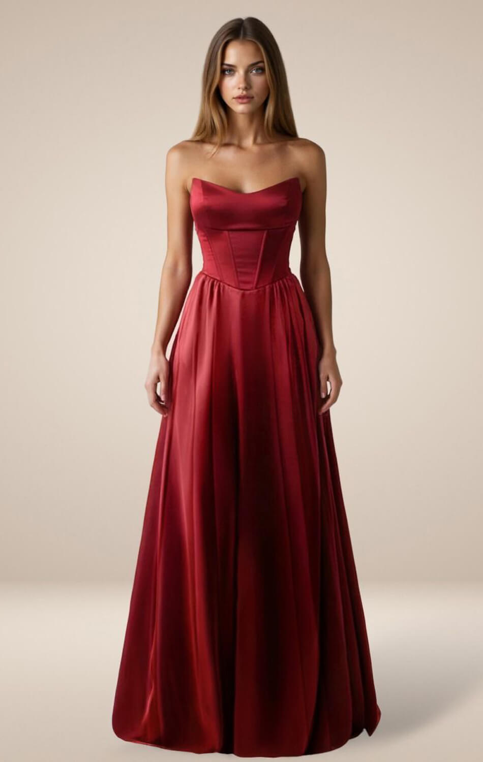 GINNY GOWN SATIN STRAPLESS A- DRESS