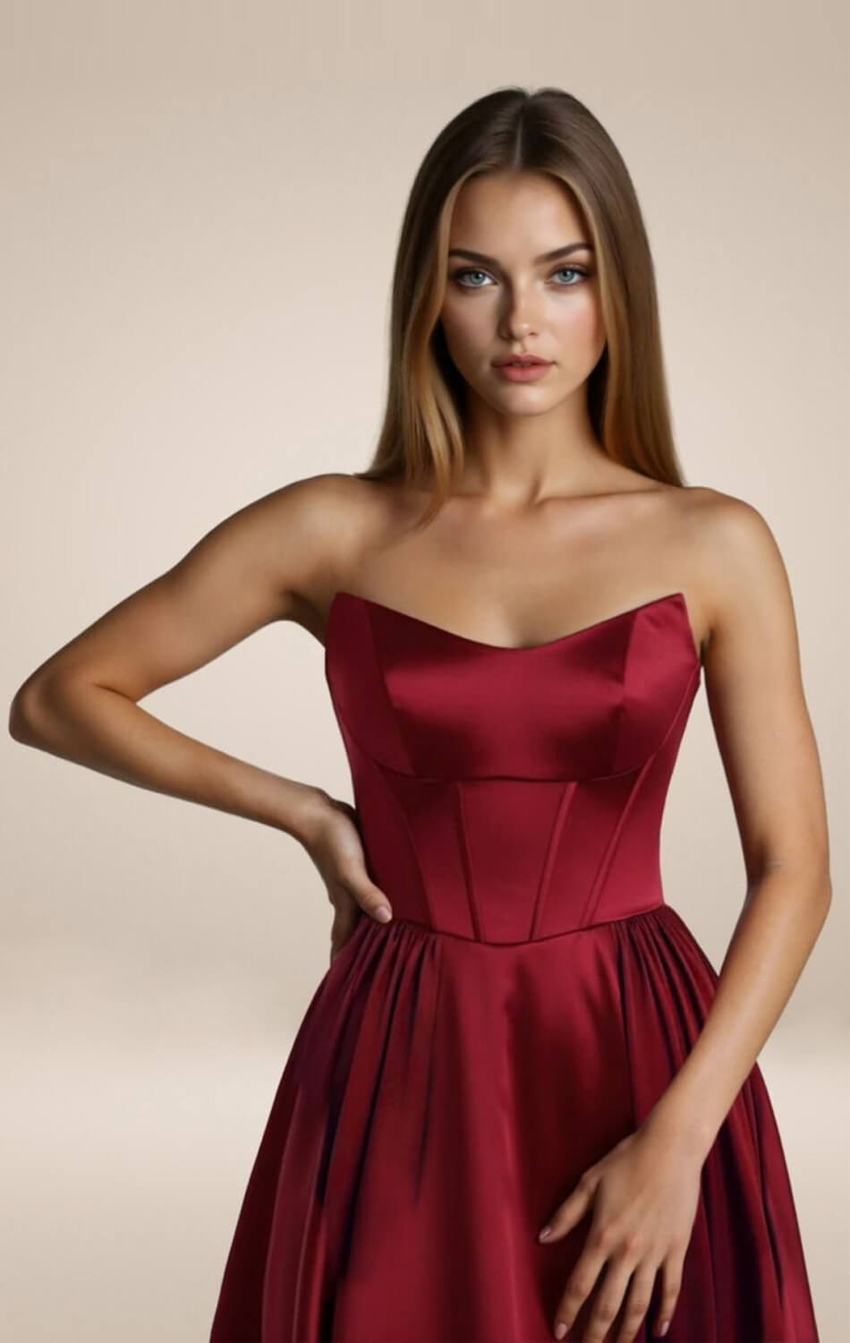GINNY GOWN SATIN STRAPLESS A- DRESS
