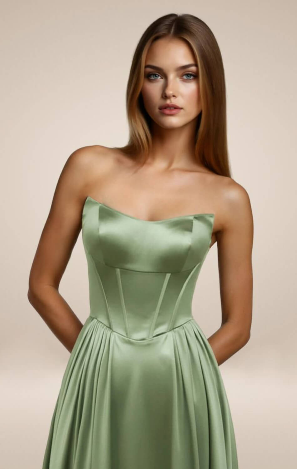 GINNY GOWN SATIN STRAPLESS A- DRESS