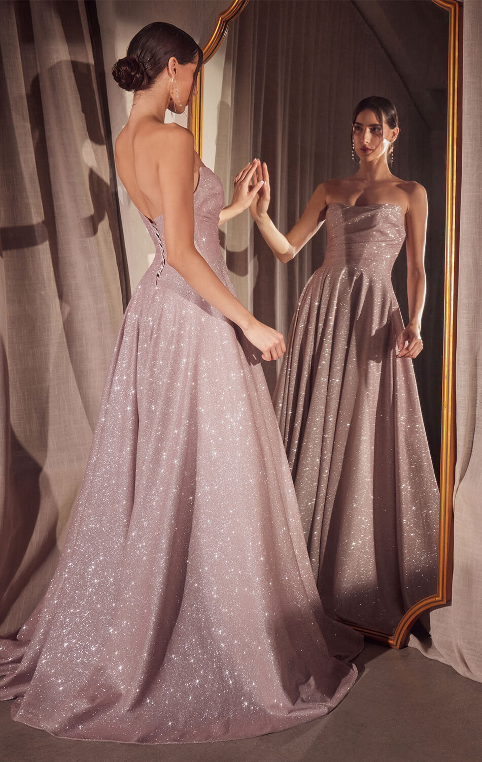 Quinn Gown Long Strapless Glitter A- Dress