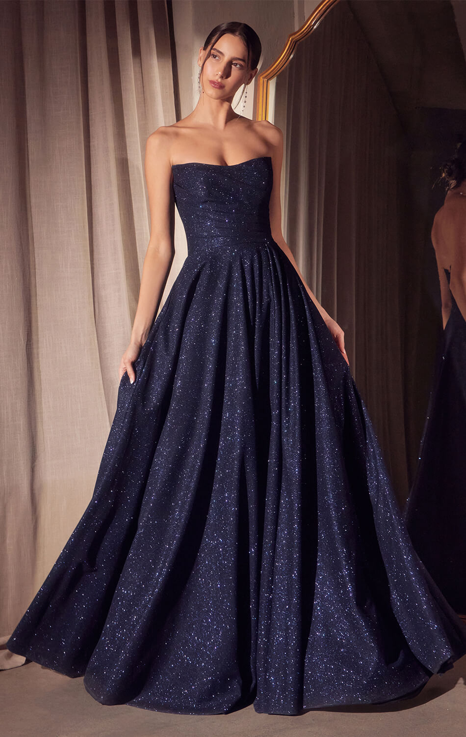 Quinn Gown Long Strapless Glitter A- Dress