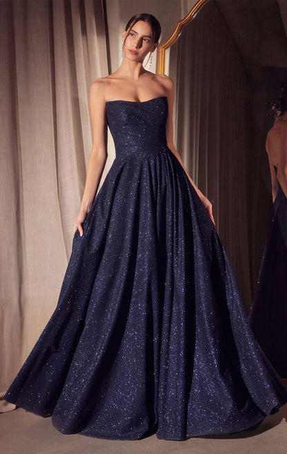 Quinn Gown Long Strapless Glitter A- Dress