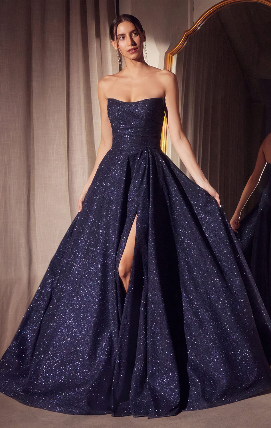 Quinn Gown Long Strapless Glitter A- Dress