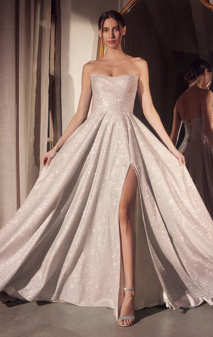 Quinn Gown Long Strapless Glitter A- Dress