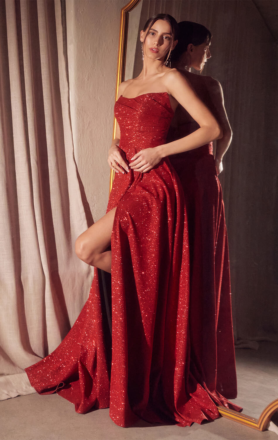 Quinn Gown Long Strapless Glitter A- Dress