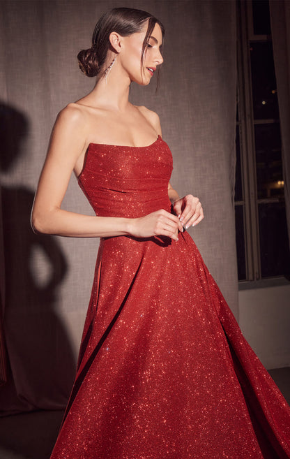 Quinn Gown Long Strapless Glitter A- Dress