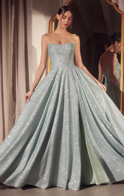 Quinn Gown Long Strapless Glitter A- Dress