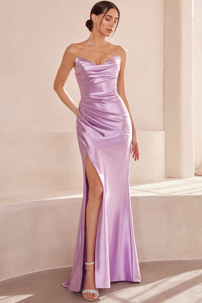 Micah Maxi Dress Strapless Satin Dress with Gathered Detail