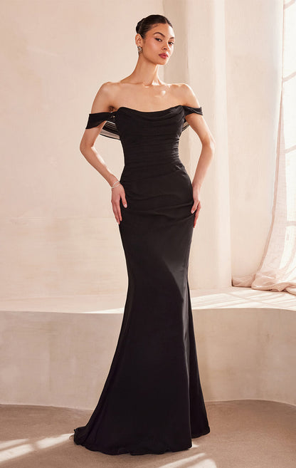 Faye Gown Chiffon Off-the-Shoulder Fitted Dress