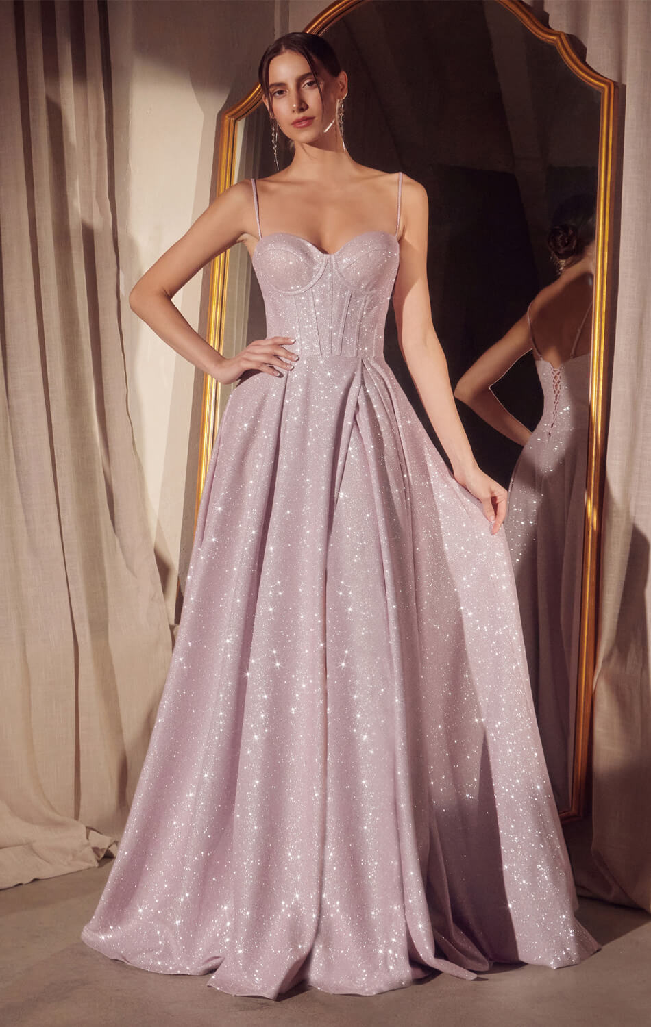 Krista Gown Glitter Dusted A- Bustier Dress