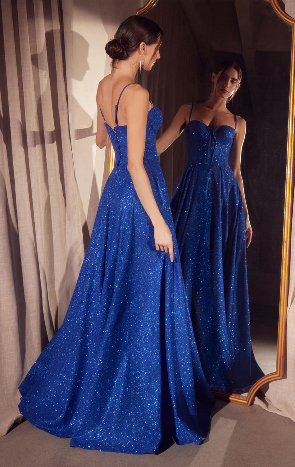Krista Gown Glitter Dusted A- Bustier Dress