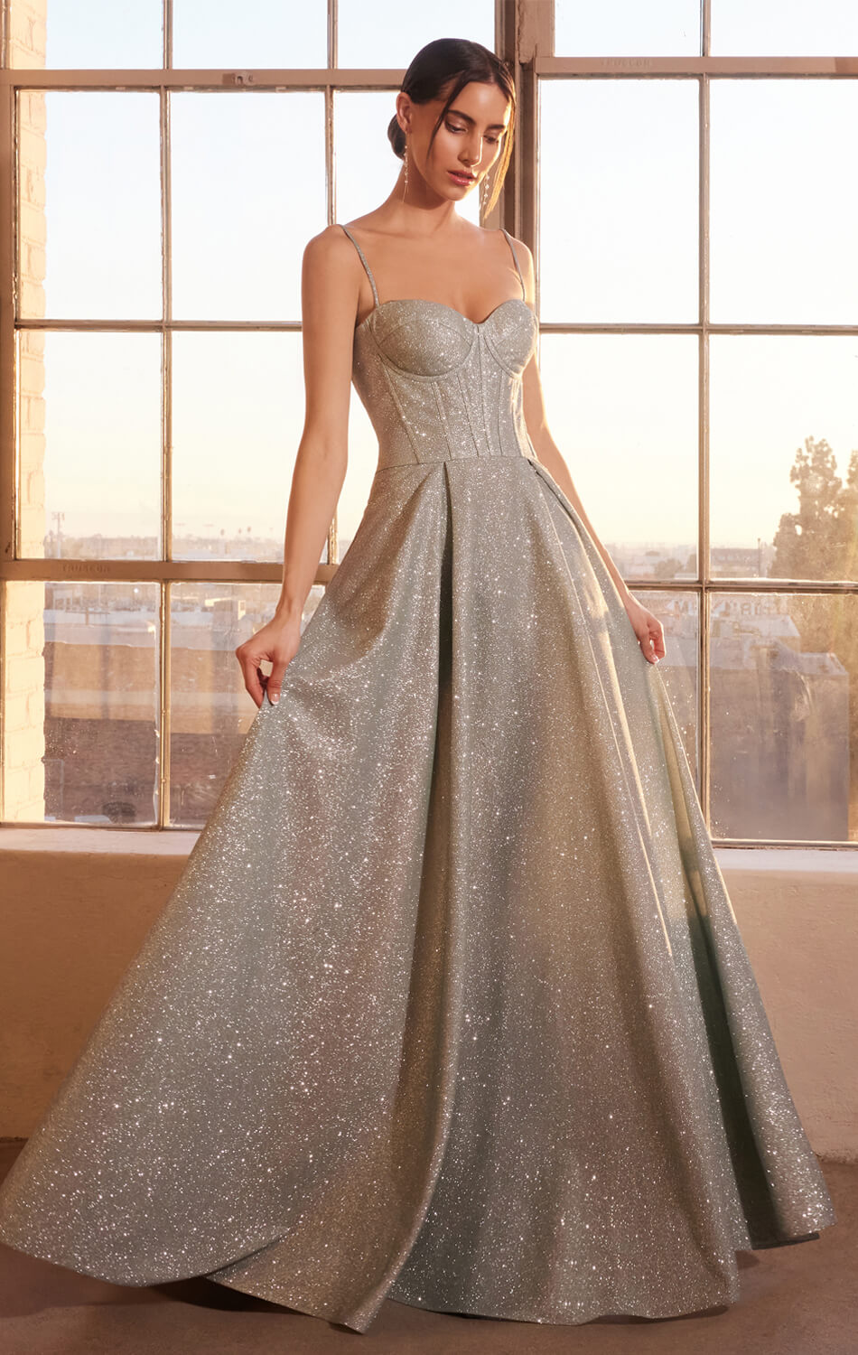 Krista Gown Glitter Dusted A- Bustier Dress