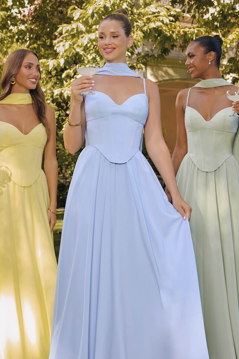 EFFIE GOWN A- CHIFFON DRESS WITH SCARF