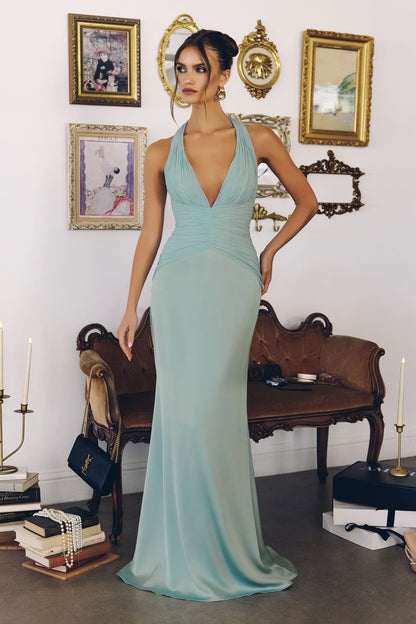 Tessa Gown Mermaid Halter Satin Gown