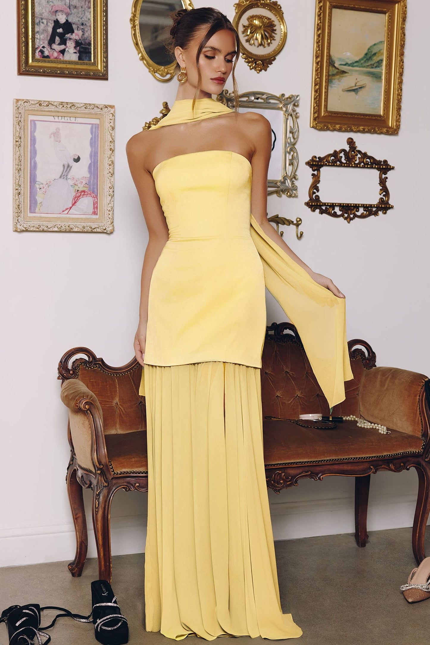 Sheila Strapless Maxi Dress With Scarf