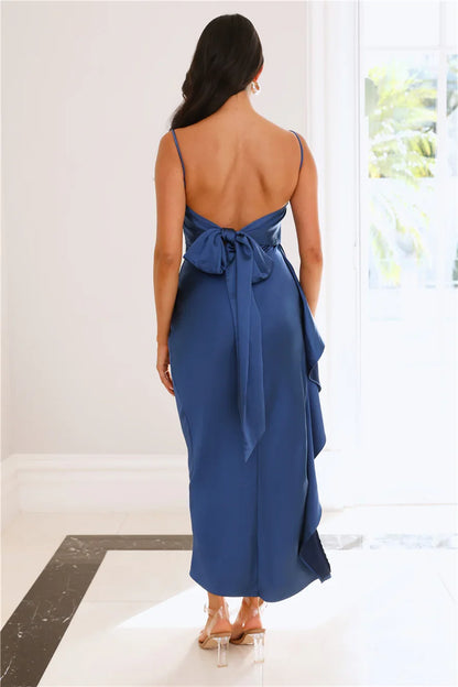 Tamera Satin Maxi Dress Navy