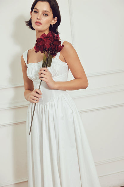 SWEETHEART SERENADE WHITE MIDI DRESS