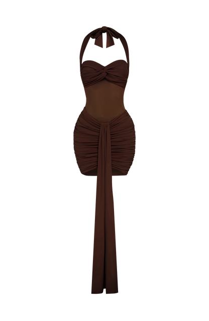 Vixen Mini Dress Plum Brown