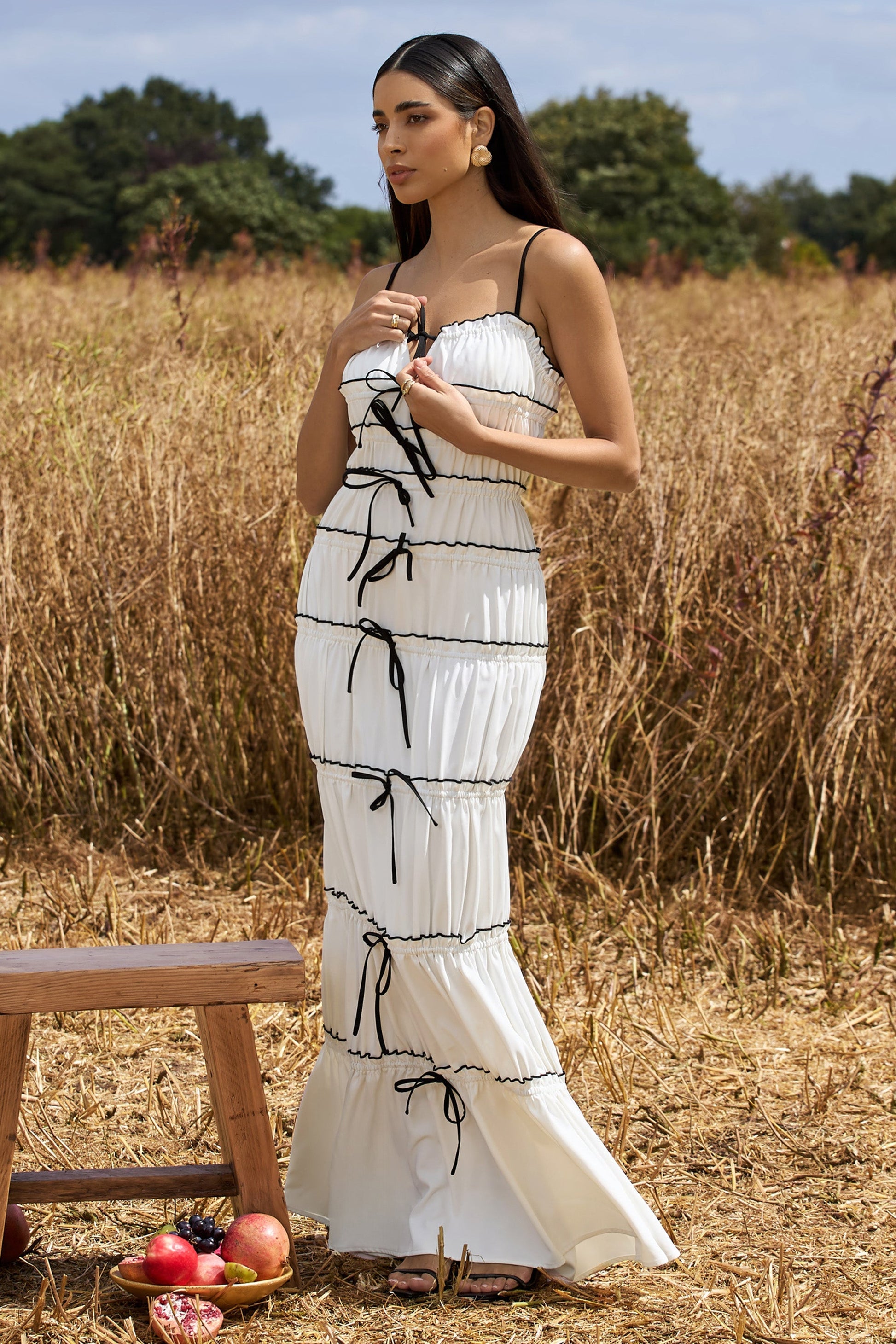 Summer Breeze | White Strappy Gathered Tiered Maxi Dress