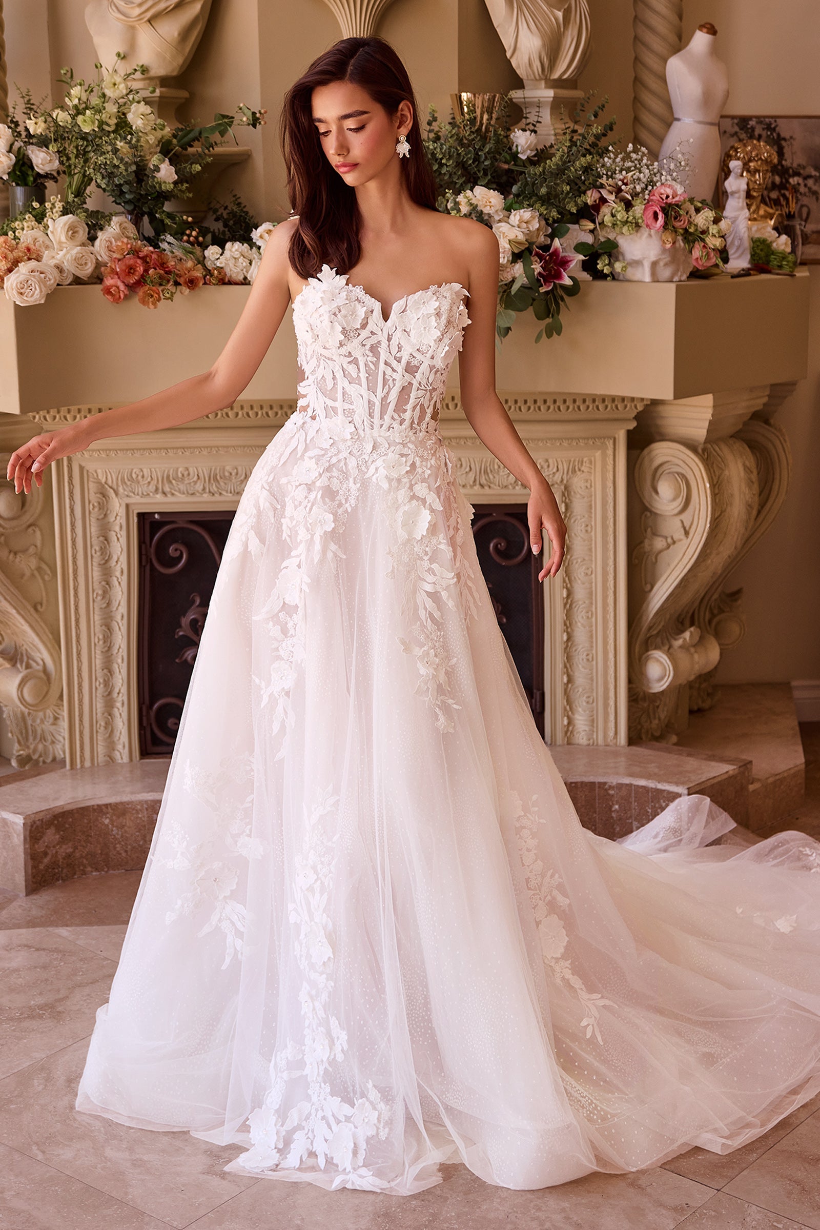WL018 Lace Appliqued Wedding Ball Gown Andrea & Leo