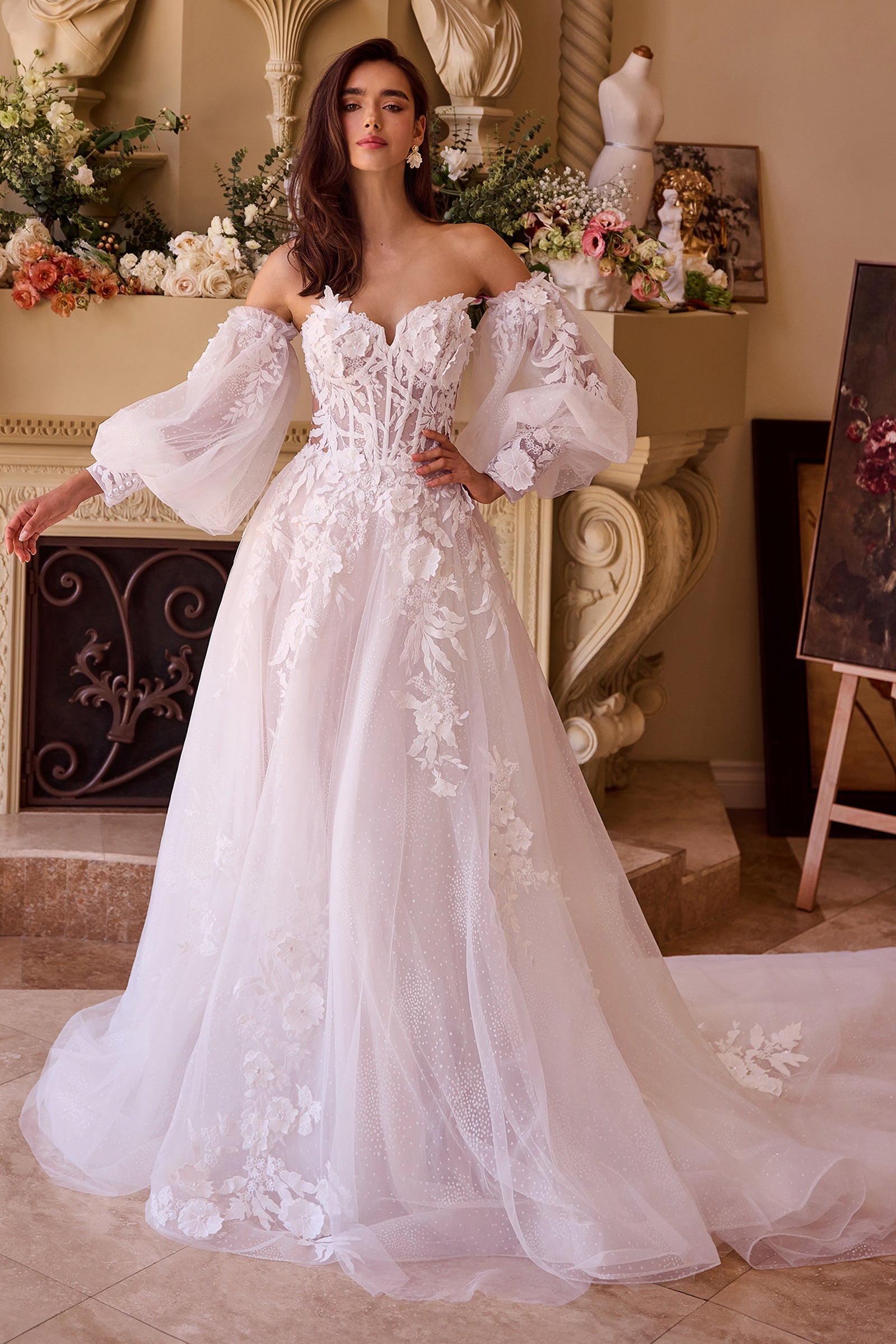 WL018 Lace Appliqued Wedding Ball Gown Andrea & Leo