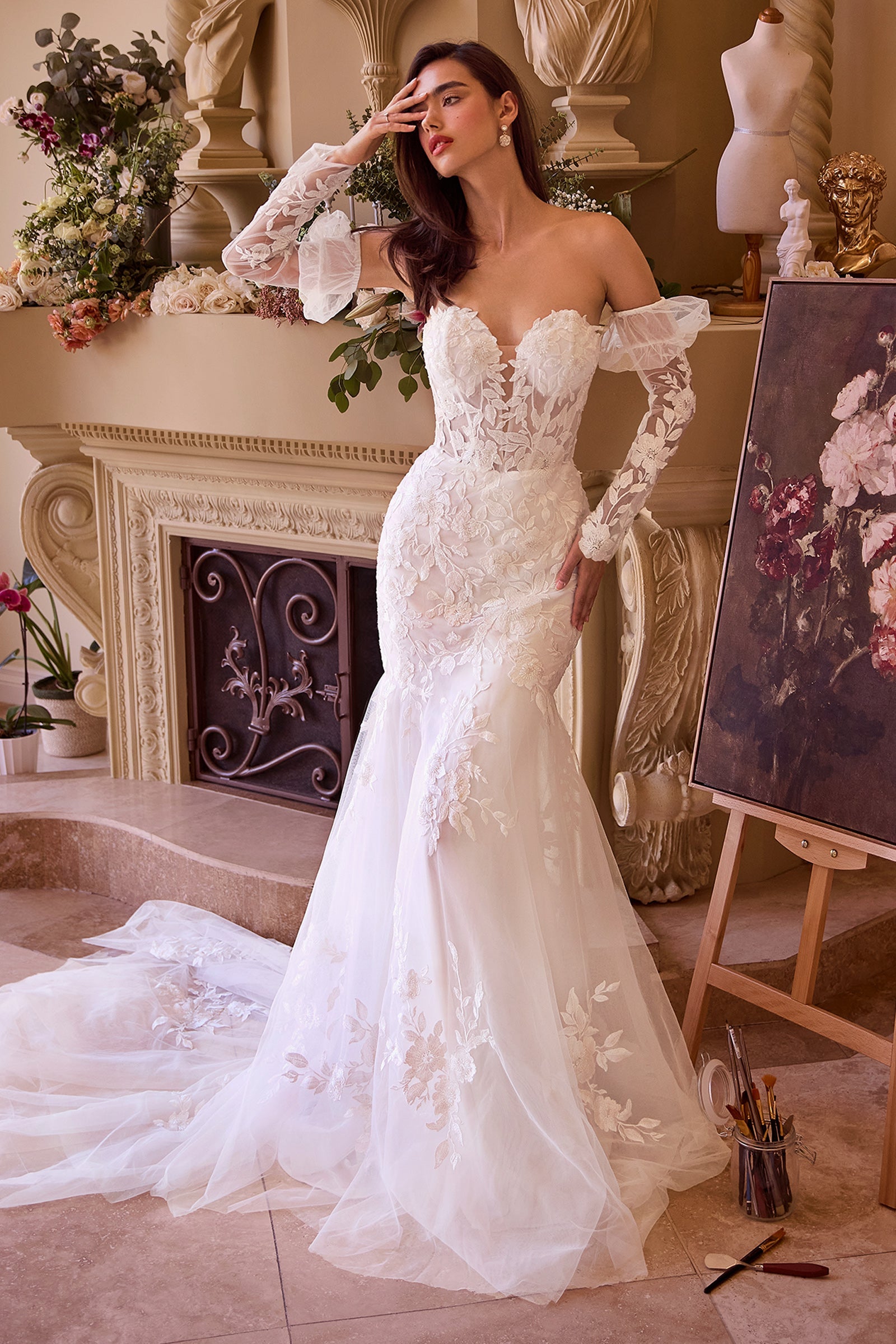 WL033 Strapless Mermaid Bridal Gown & Sleeves Andrea & Leo