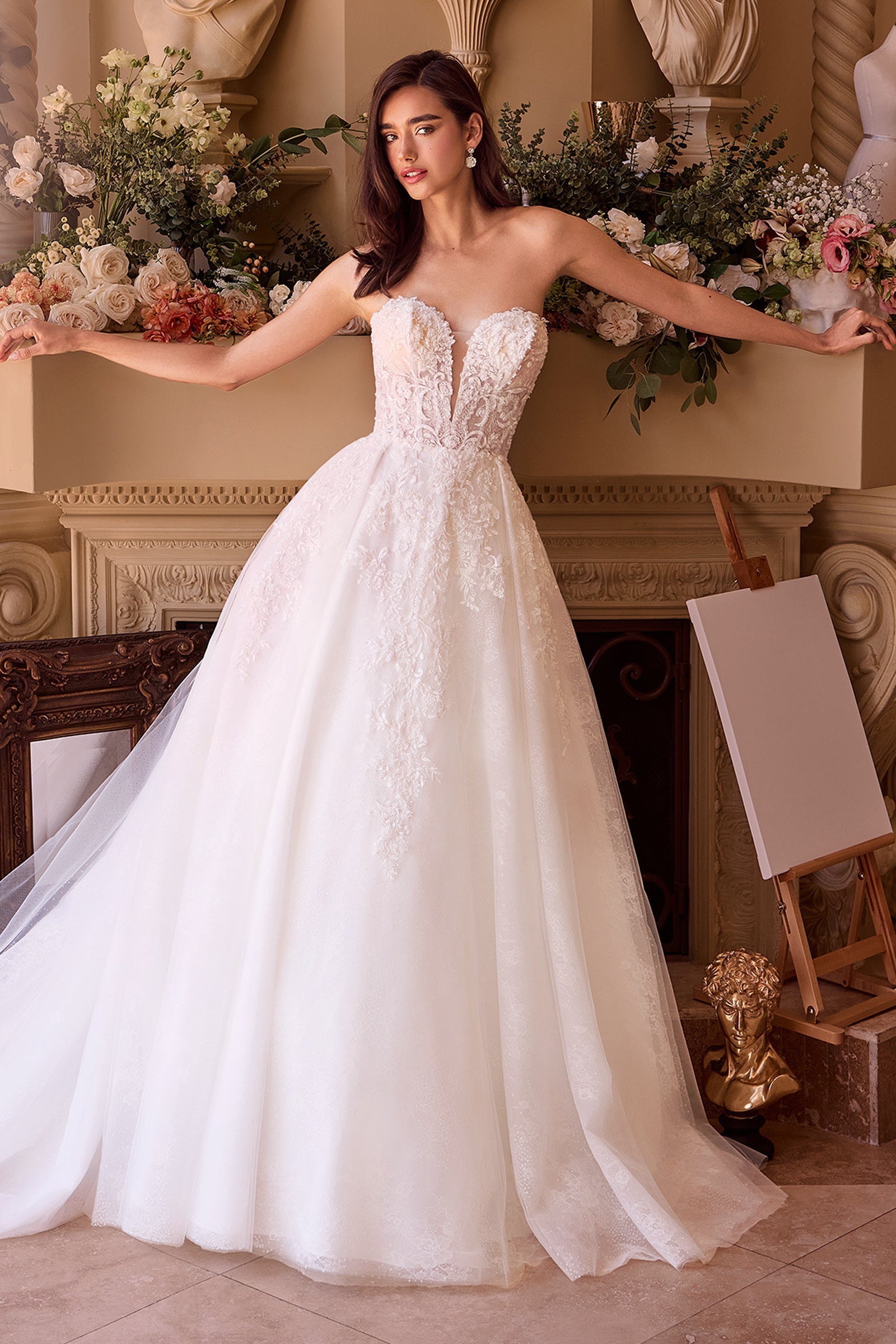 WL037 Strapless Wedding Ball Gown & Lace Bolero Andrea & Leo