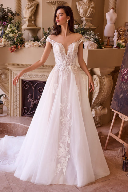 WL038 Cap Sleeve Bridal Ball Gown Andrea & Leo