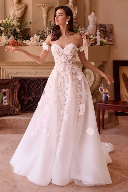 WL039 Strapless Floral Lace Bridal Ball Gown Andrea & Leo