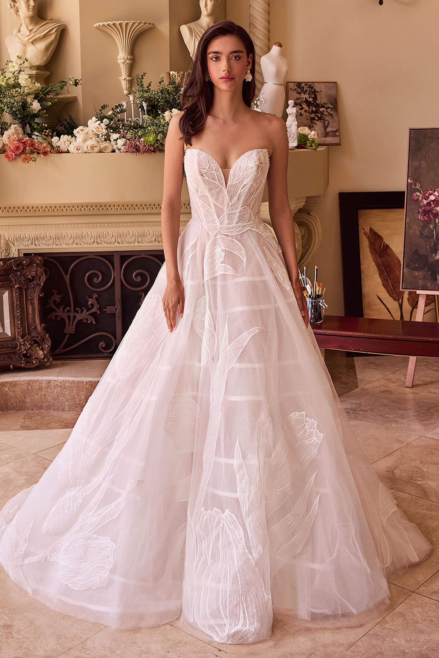 WL043 Tulip Sequin Embroidered Wedding Ball Gown Andrea & Leo