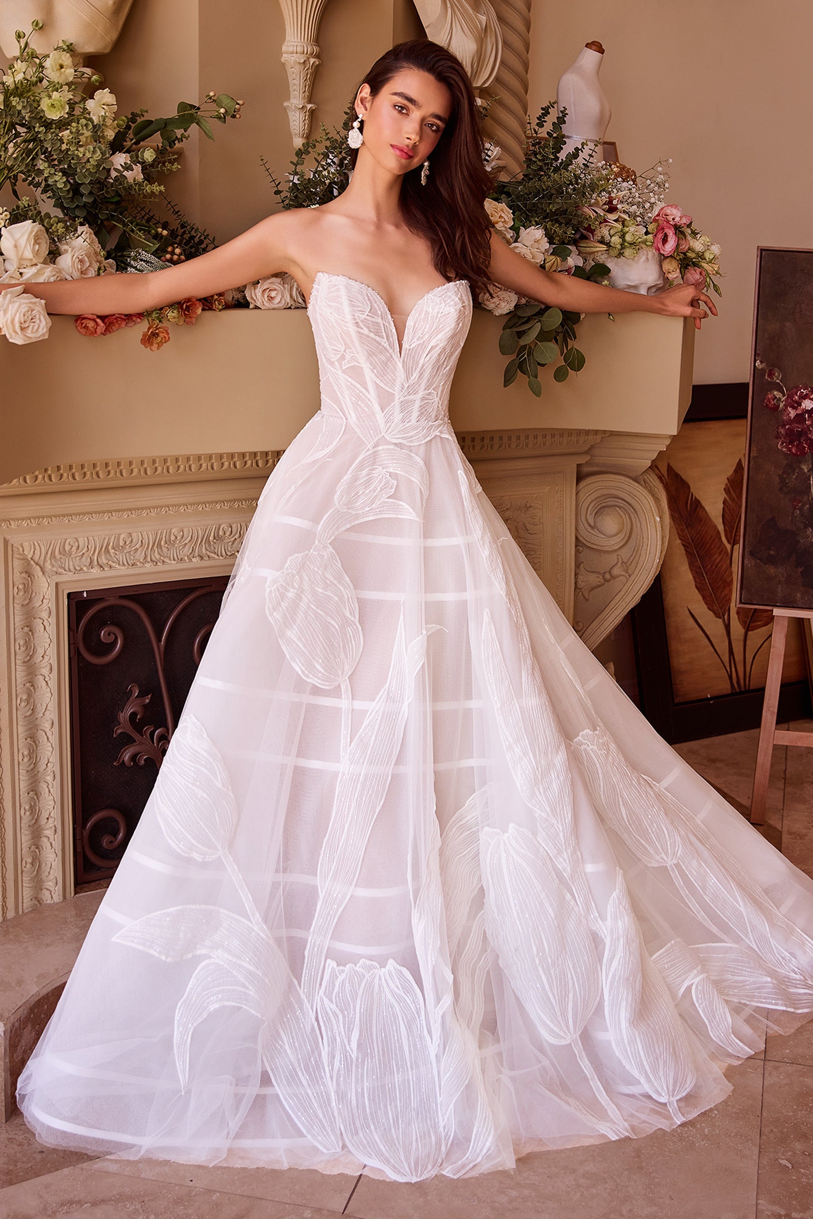 WL043 Tulip Sequin Embroidered Wedding Ball Gown Andrea & Leo