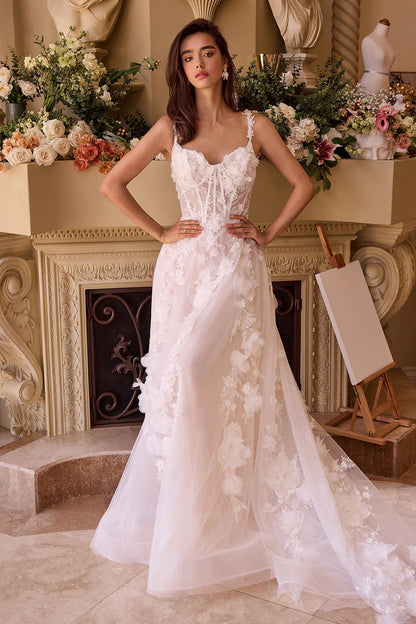 WL045 Intricate Floral Applique A- Tulle Wedding Dress Andrea & Leo