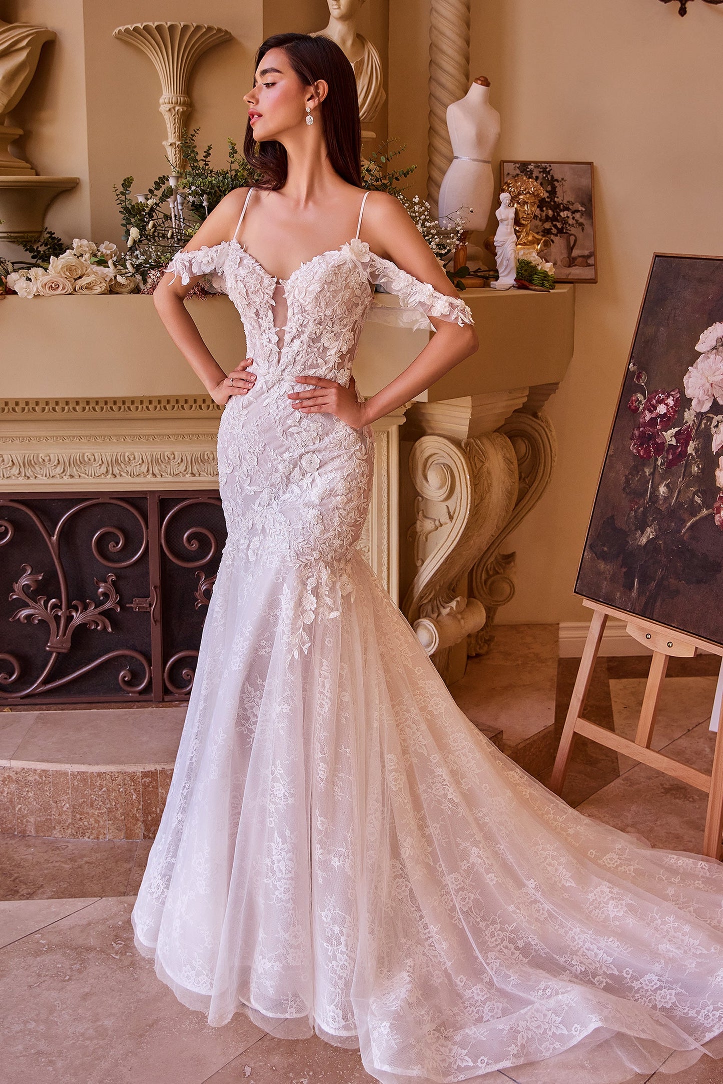 WL051 Fitted Lace Mermaid Wedding Dress Andrea & Leo