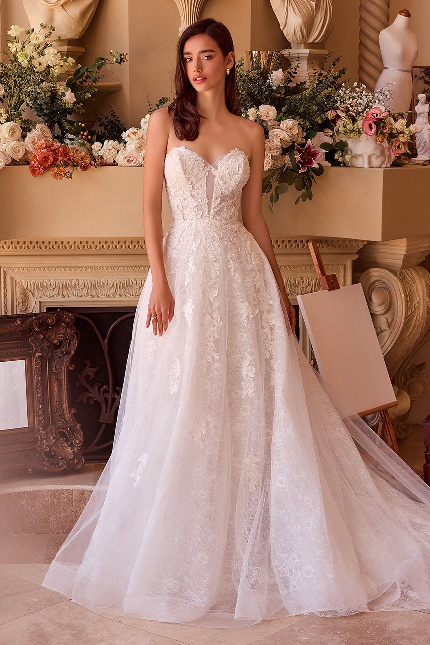 WL052 Deep Sweetheart Strapless Bridal Ball Gown Andrea & Leo