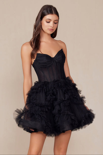 Yvonne Mini Dress Ruffle Tulle Cocktail Dress