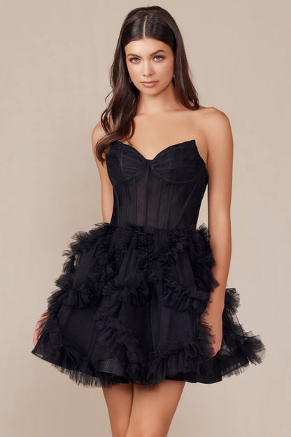 Yvonne Mini Dress Ruffle Tulle Cocktail Dress