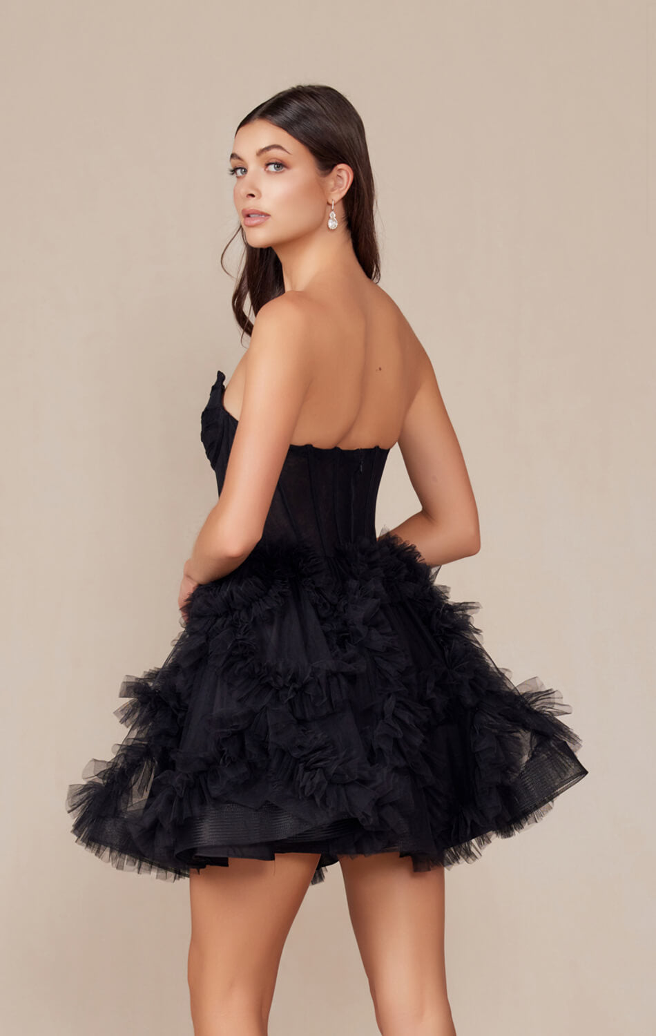 Yvonne Mini Dress Ruffle Tulle Cocktail Dress