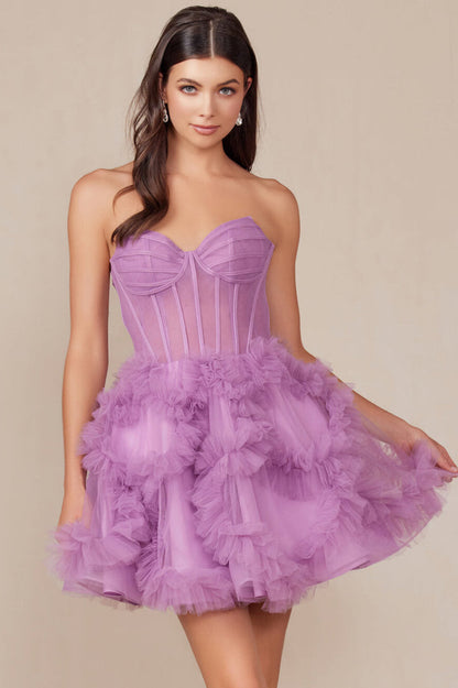 Yvonne Mini Dress Ruffle Tulle Cocktail Dress