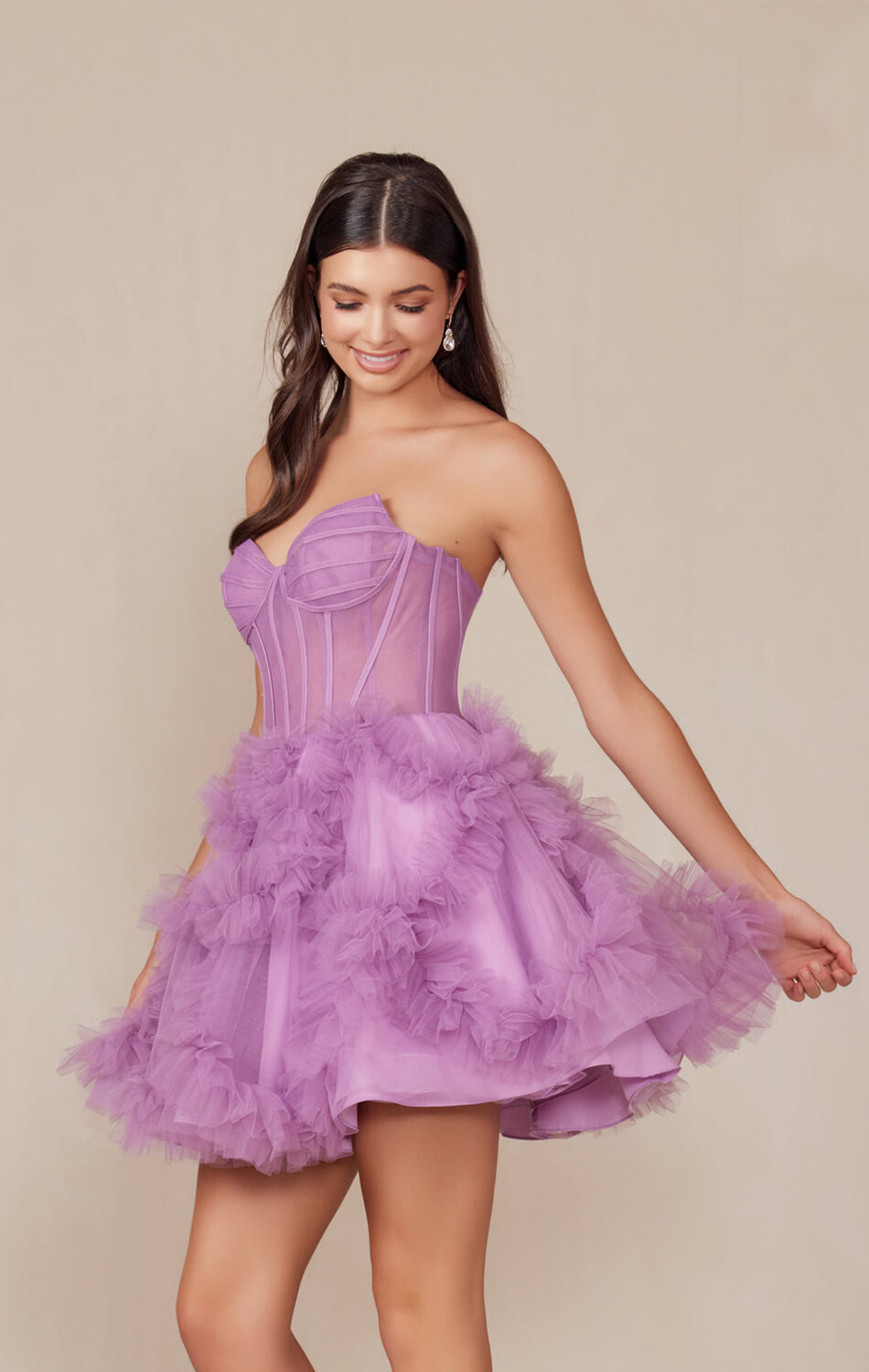 Yvonne Mini Dress Ruffle Tulle Cocktail Dress