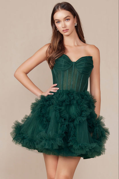 Yvonne Mini Dress Ruffle Tulle Cocktail Dress