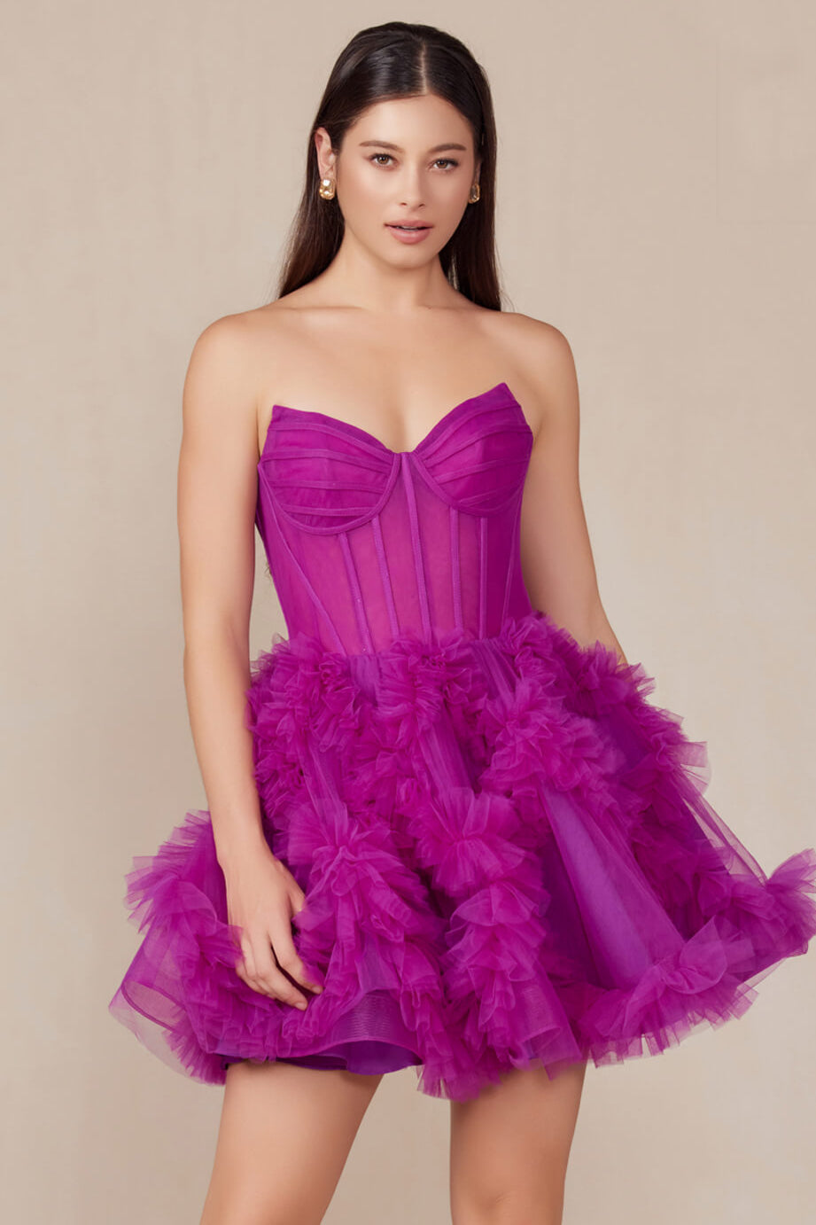 Yvonne Mini Dress Ruffle Tulle Cocktail Dress