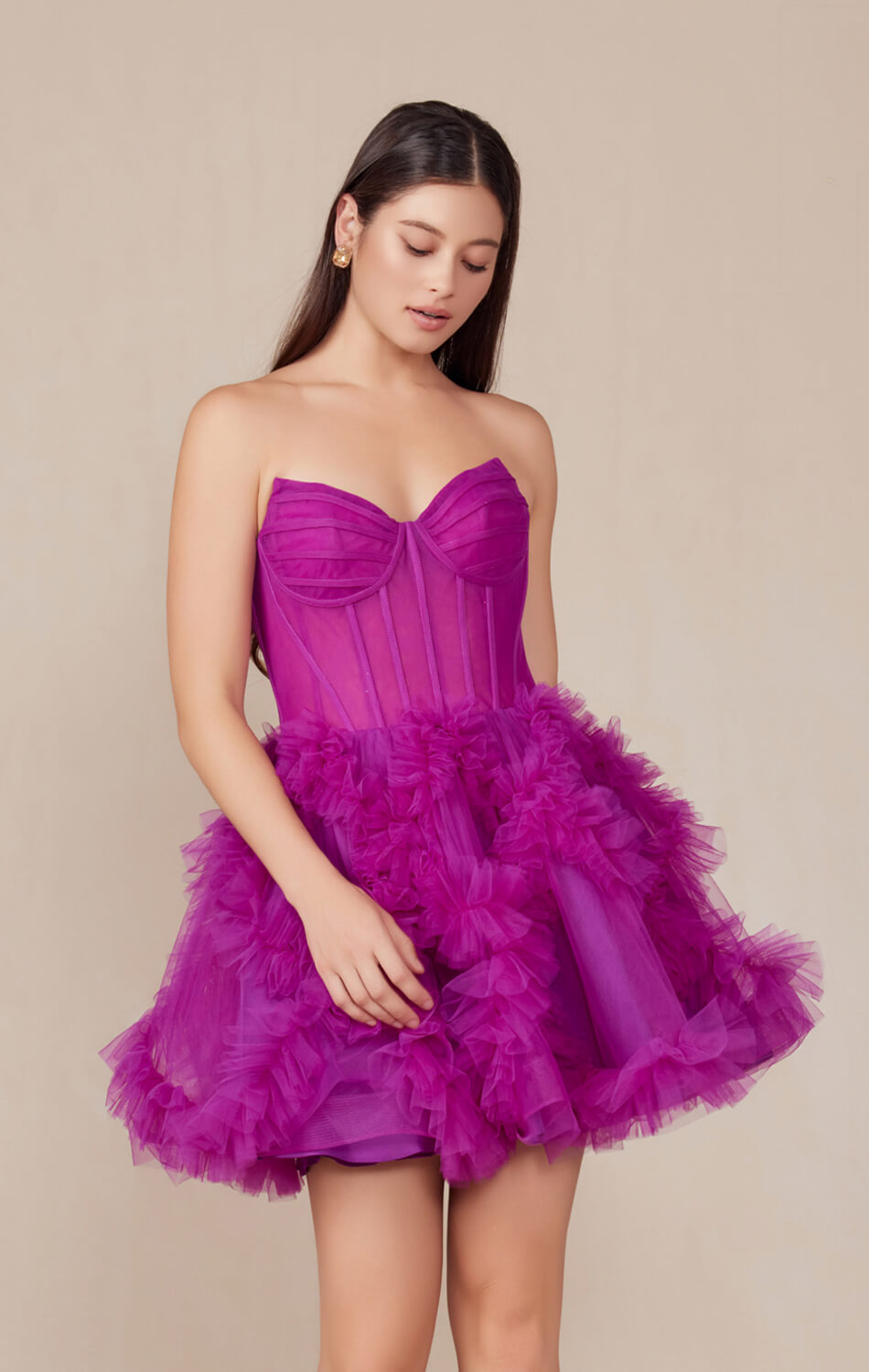 Yvonne Mini Dress Ruffle Tulle Cocktail Dress