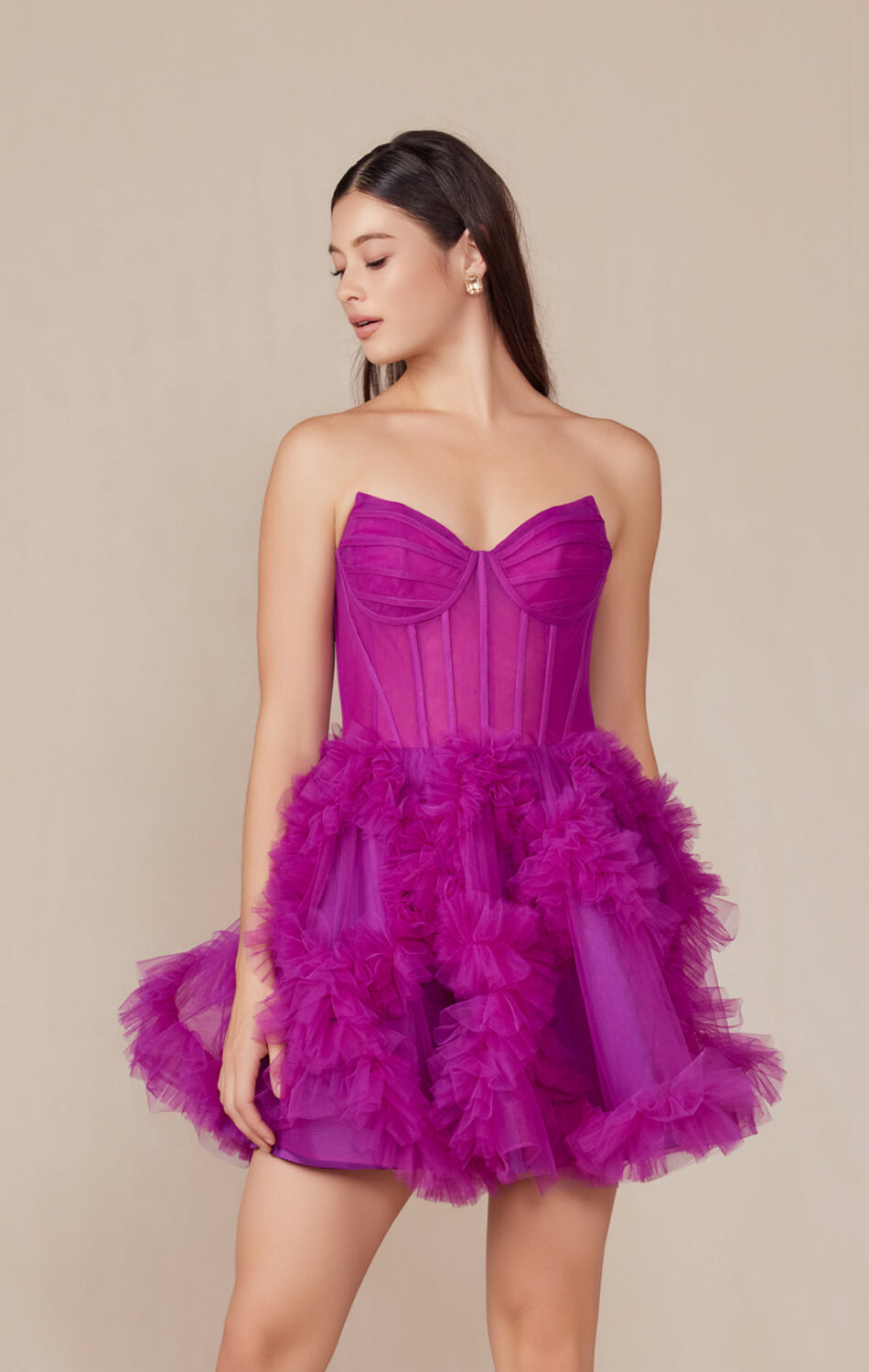 Yvonne Mini Dress Ruffle Tulle Cocktail Dress